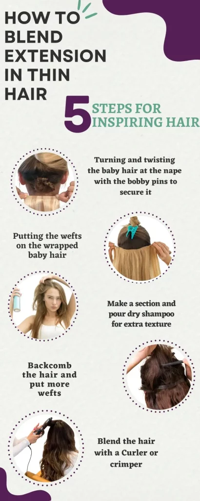 5 Steps to hide extension in thin hair
