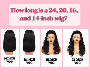 How long is a 24, 20, 16, and 14-inch wig detail guide
