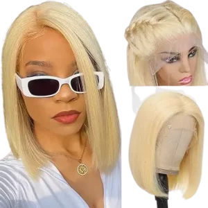 Ten chopsticks Blonde Bob Wig Human Hair Full Lace Wig -